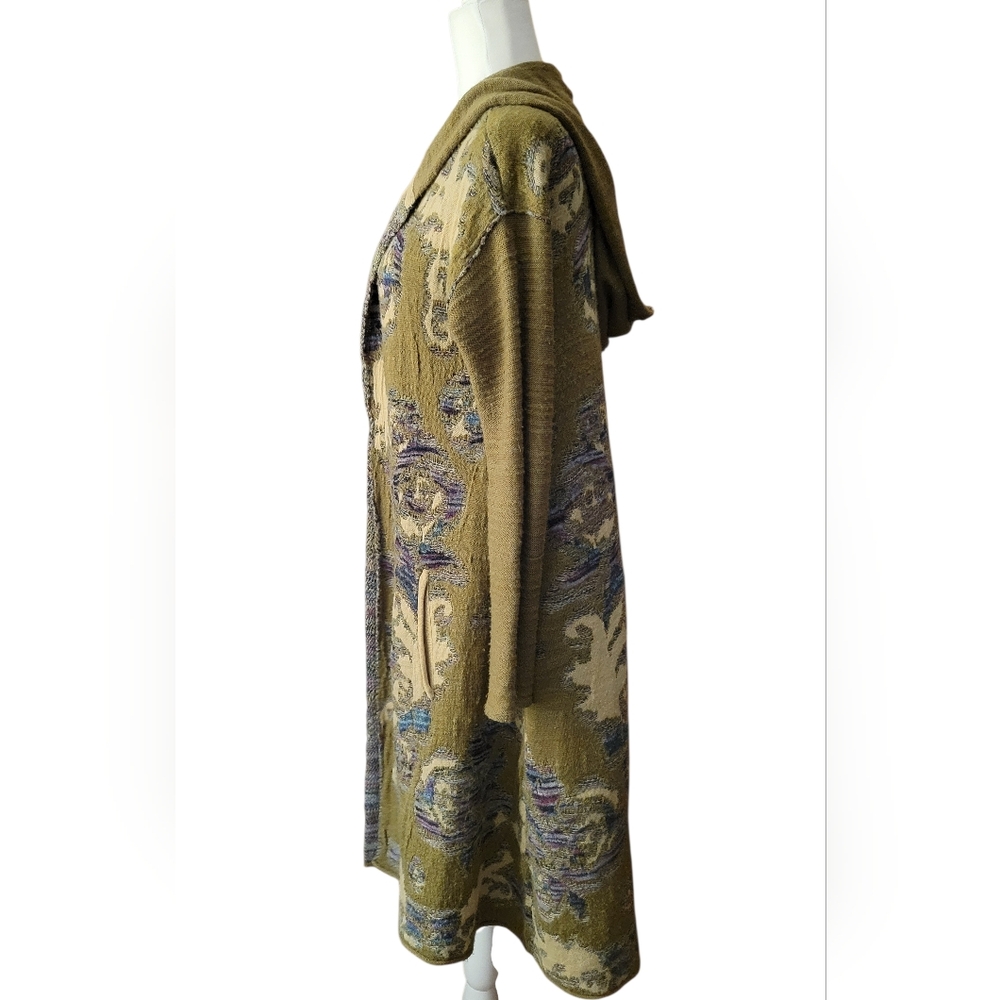 FREE PEOPLE AFTER THE STORM LONG HOODED JACQUARD SWEATER - Picture 3 of 8